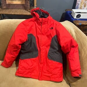 The North Face Vibrant Red and Charcoal Jacket
